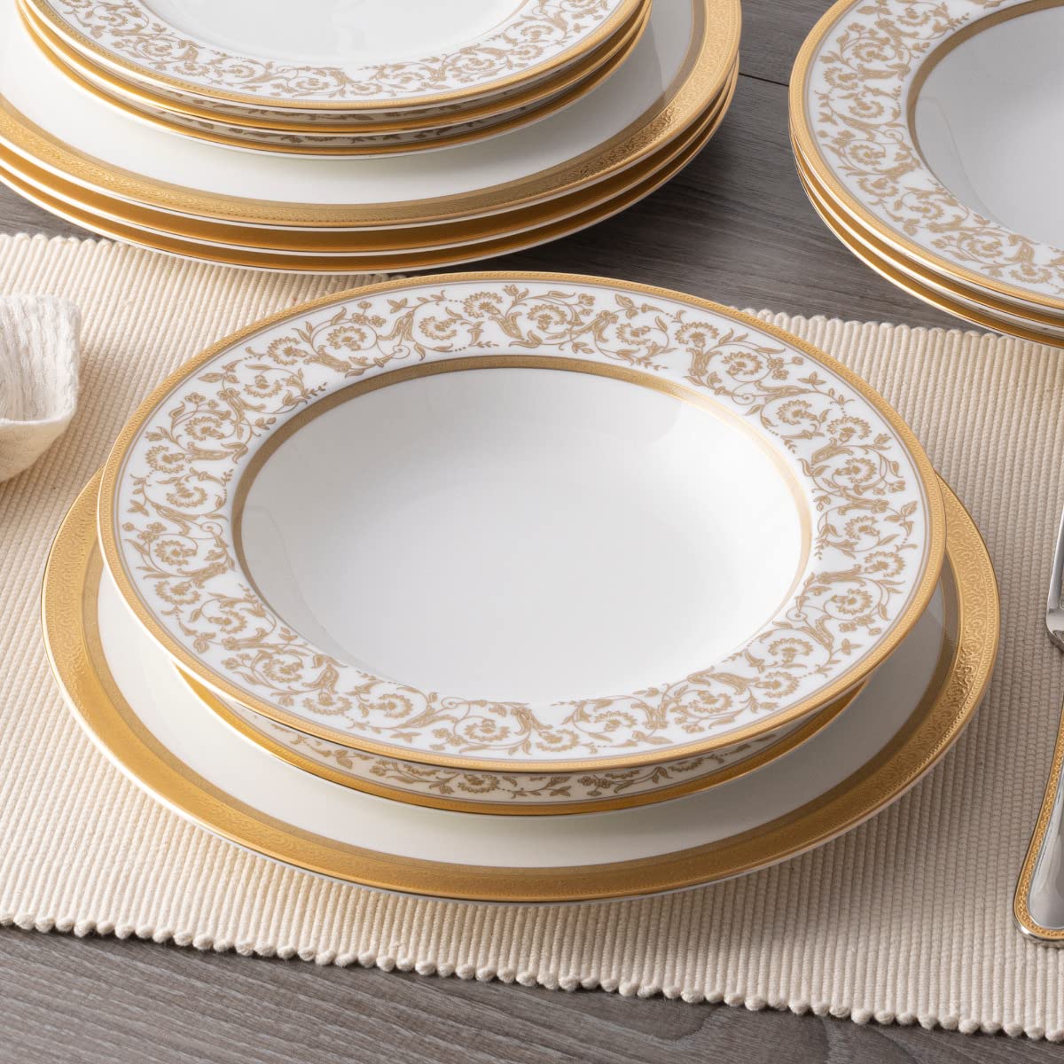 Amazon.com | Noritake Summit Gold 12-Piece Dinnerware Set, Service